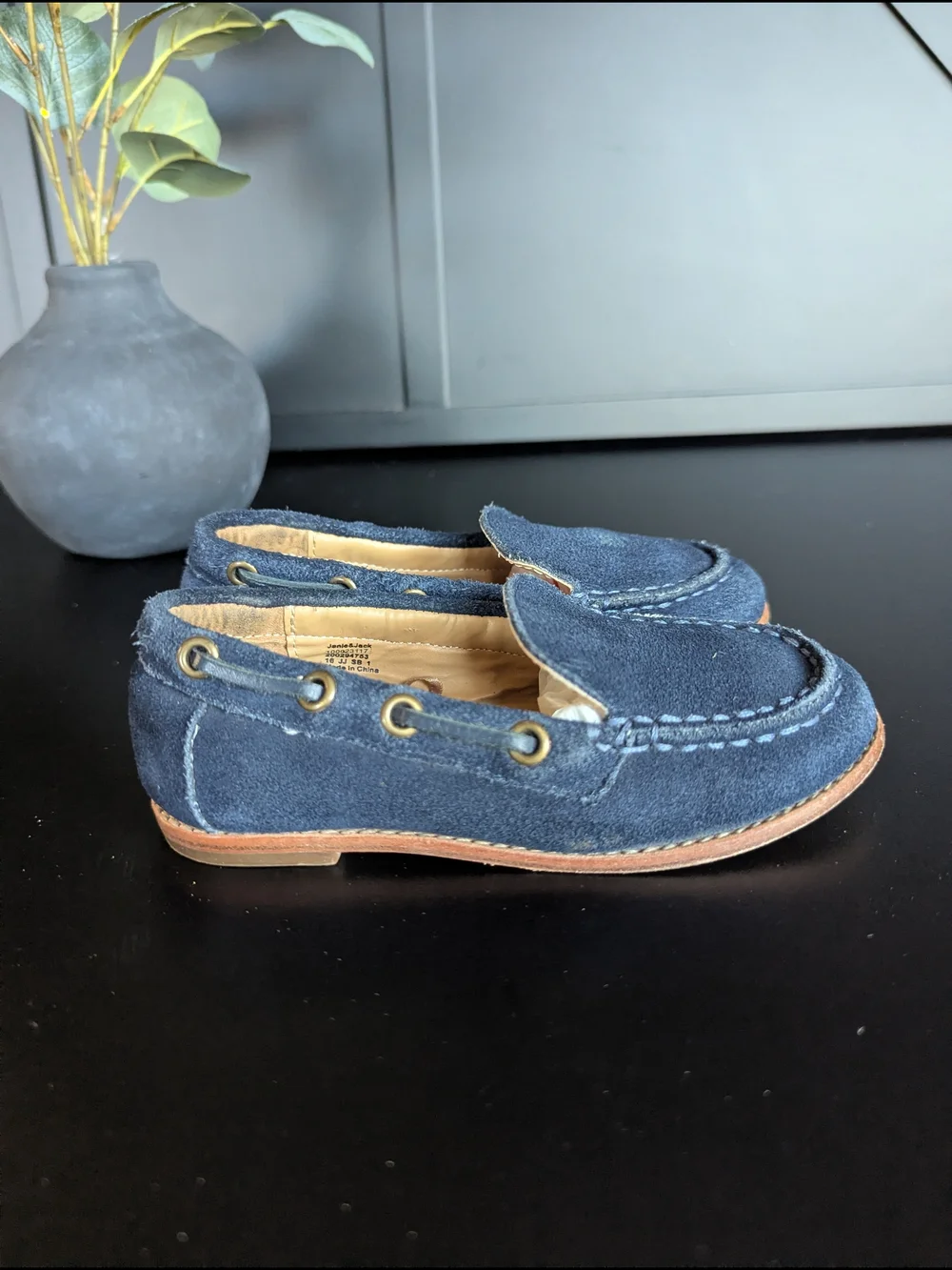 Janie and Jack Navy Suede Moc-Toe Loafers
